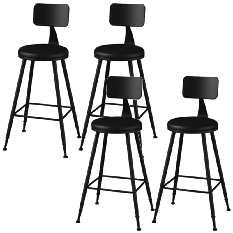 Industrial Style Armless Counter Stool Faux Leather Counter-height Stool Black 4 Piece Set Counter Stool(26"H) Clearhalo 'Bar Furniture' 'Bar Stools' 'bar_stools' 'furn' 'furn_bar_stools' 'Furniture' 'Kitchen & Dining Furniture' 6954537