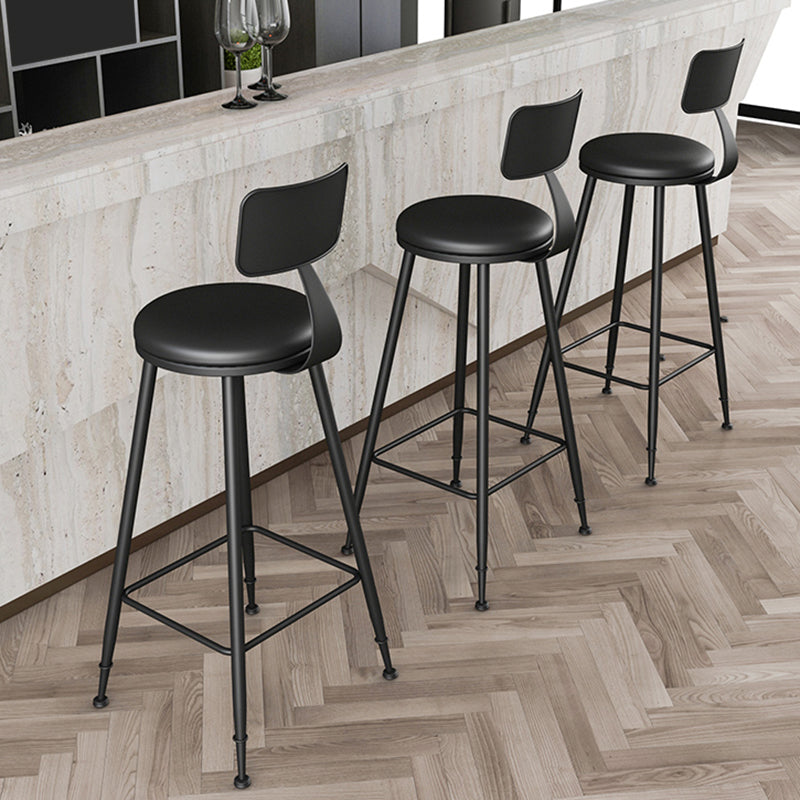 Industrial Style Armless Counter Stool Faux Leather Counter-height Stool Clearhalo 'Bar Furniture' 'Bar Stools' 'bar_stools' 'furn' 'furn_bar_stools' 'Furniture' 'Kitchen & Dining Furniture' 6954538