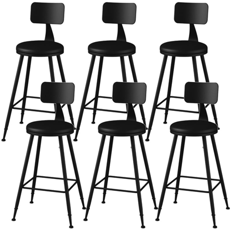 Industrial Style Armless Counter Stool Faux Leather Counter-height Stool Black 6 Piece Set Counter Stool(26"H) Clearhalo 'Bar Furniture' 'Bar Stools' 'bar_stools' 'furn' 'furn_bar_stools' 'Furniture' 'Kitchen & Dining Furniture' 6954539