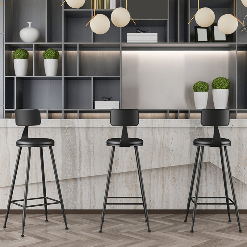 Industrial Style Armless Counter Stool Faux Leather Counter-height Stool Clearhalo 'Bar Furniture' 'Bar Stools' 'bar_stools' 'furn' 'furn_bar_stools' 'Furniture' 'Kitchen & Dining Furniture' 6954540