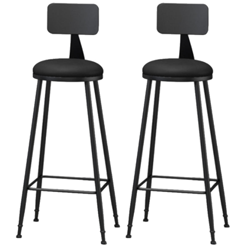 Industrial Style Armless Counter Stool Faux Leather Counter-height Stool Black 2 Piece Set Bar Stool(33"H) Clearhalo 'Bar Furniture' 'Bar Stools' 'bar_stools' 'furn' 'furn_bar_stools' 'Furniture' 'Kitchen & Dining Furniture' 6954546