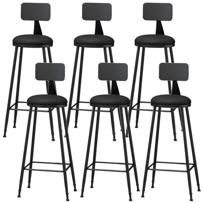 Industrial Style Armless Counter Stool Faux Leather Counter-height Stool Black 6 Piece Set Bar Stool(33"H) Clearhalo 'Bar Furniture' 'Bar Stools' 'bar_stools' 'furn' 'furn_bar_stools' 'Furniture' 'Kitchen & Dining Furniture' 6954549