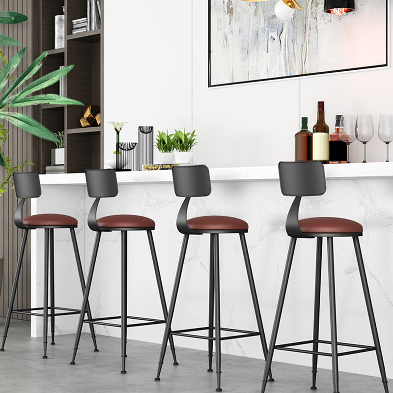 Industrial Style Armless Counter Stool Faux Leather Counter-height Stool Clearhalo 'Bar Furniture' 'Bar Stools' 'bar_stools' 'furn' 'furn_bar_stools' 'Furniture' 'Kitchen & Dining Furniture' 6954550