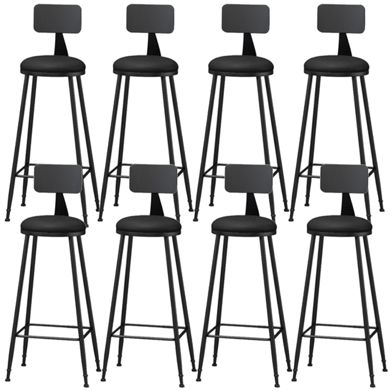 Industrial Style Armless Counter Stool Faux Leather Counter-height Stool Black 8 Piece Set Bar Stool(33"H) Clearhalo 'Bar Furniture' 'Bar Stools' 'bar_stools' 'furn' 'furn_bar_stools' 'Furniture' 'Kitchen & Dining Furniture' 6954551