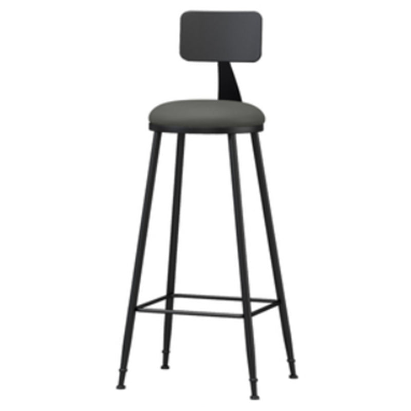 Industrial Style Armless Counter Stool Faux Leather Counter-height Stool Grey 1 Piece Bar Stool(30"H) Clearhalo 'Bar Furniture' 'Bar Stools' 'bar_stools' 'furn' 'furn_bar_stools' 'Furniture' 'Kitchen & Dining Furniture' 6954557