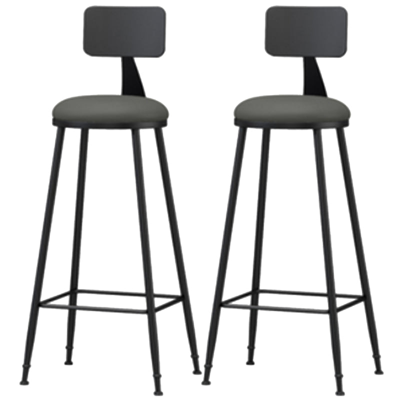 Industrial Style Armless Counter Stool Faux Leather Counter-height Stool Grey 2 Piece Set Bar Stool(30"H) Clearhalo 'Bar Furniture' 'Bar Stools' 'bar_stools' 'furn' 'furn_bar_stools' 'Furniture' 'Kitchen & Dining Furniture' 6954558