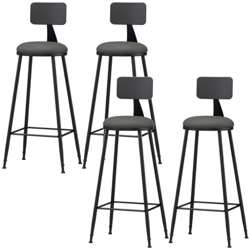 Industrial Style Armless Counter Stool Faux Leather Counter-height Stool Grey 4 Piece Set Bar Stool(30"H) Clearhalo 'Bar Furniture' 'Bar Stools' 'bar_stools' 'furn' 'furn_bar_stools' 'Furniture' 'Kitchen & Dining Furniture' 6954559