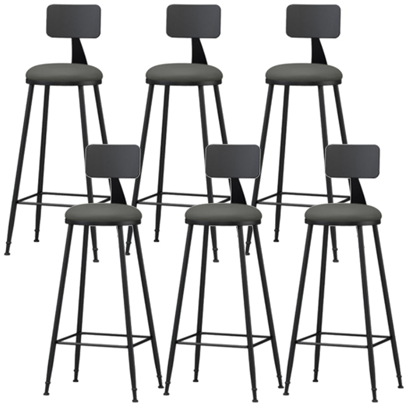 Industrial Style Armless Counter Stool Faux Leather Counter-height Stool Grey 6 Piece Set Bar Stool(30"H) Clearhalo 'Bar Furniture' 'Bar Stools' 'bar_stools' 'furn' 'furn_bar_stools' 'Furniture' 'Kitchen & Dining Furniture' 6954560