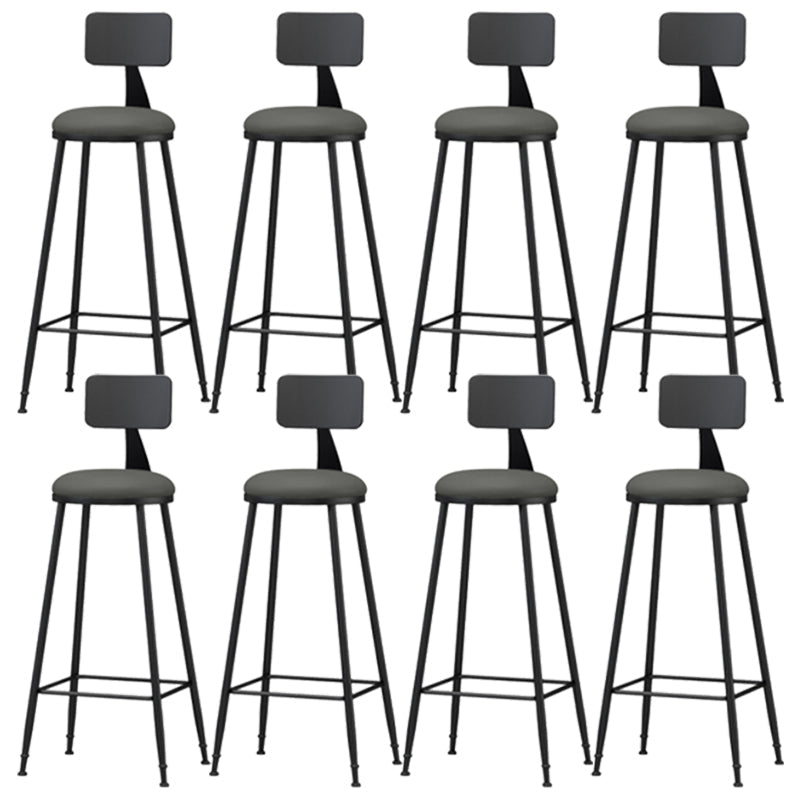 Industrial Style Armless Counter Stool Faux Leather Counter-height Stool Grey 8 Piece Set Bar Stool(30"H) Clearhalo 'Bar Furniture' 'Bar Stools' 'bar_stools' 'furn' 'furn_bar_stools' 'Furniture' 'Kitchen & Dining Furniture' 6954561