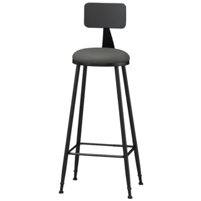 Industrial Style Armless Counter Stool Faux Leather Counter-height Stool Grey 1 Piece Bar Stool(33"H) Clearhalo 'Bar Furniture' 'Bar Stools' 'bar_stools' 'furn' 'furn_bar_stools' 'Furniture' 'Kitchen & Dining Furniture' 6954562