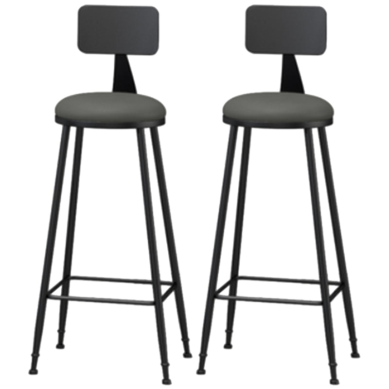 Industrial Style Armless Counter Stool Faux Leather Counter-height Stool Grey 2 Piece Set Bar Stool(33"H) Clearhalo 'Bar Furniture' 'Bar Stools' 'bar_stools' 'furn' 'furn_bar_stools' 'Furniture' 'Kitchen & Dining Furniture' 6954563