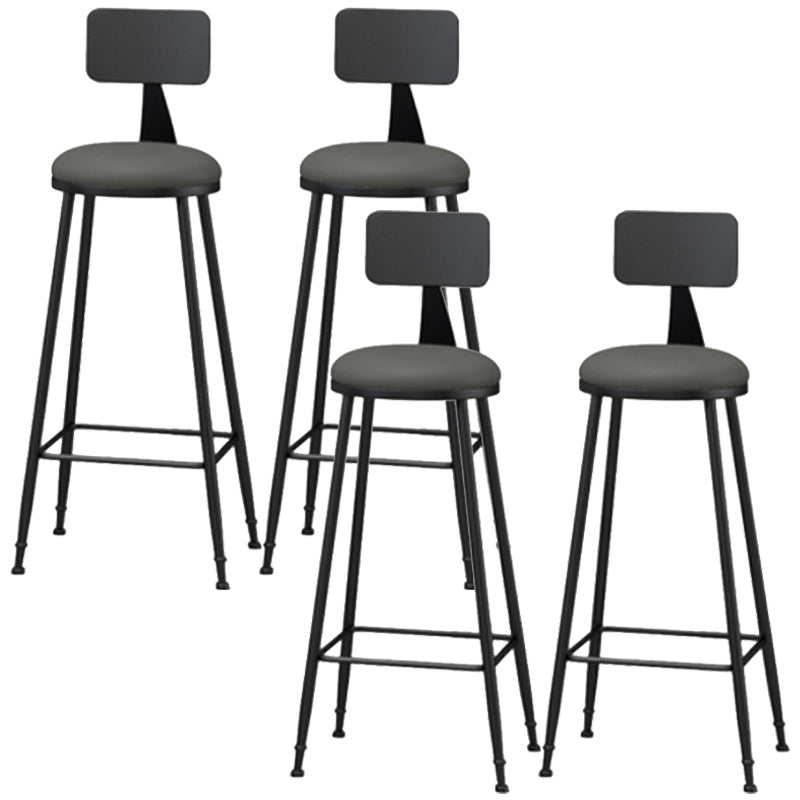 Industrial Style Armless Counter Stool Faux Leather Counter-height Stool Grey 4 Piece Set Bar Stool(33"H) Clearhalo 'Bar Furniture' 'Bar Stools' 'bar_stools' 'furn' 'furn_bar_stools' 'Furniture' 'Kitchen & Dining Furniture' 6954564