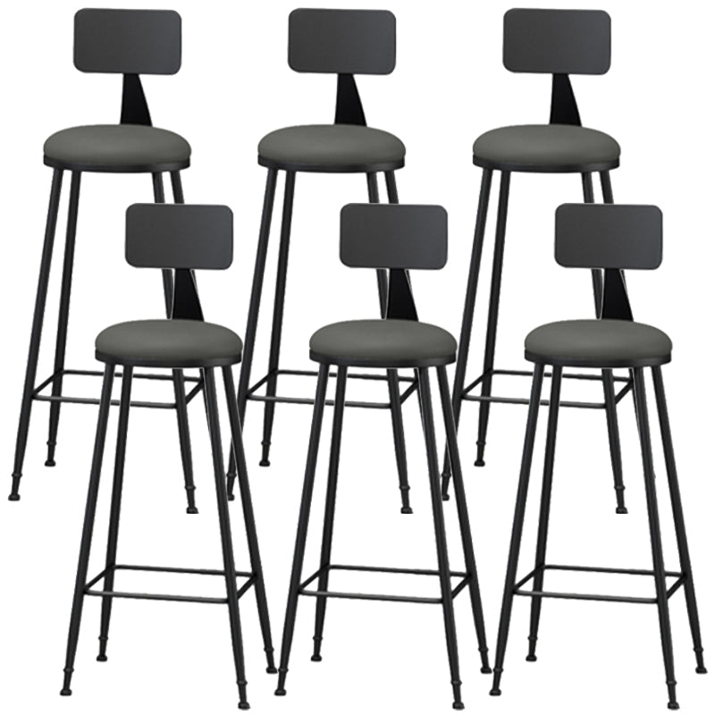 Industrial Style Armless Counter Stool Faux Leather Counter-height Stool Grey 6 Piece Set Bar Stool(33"H) Clearhalo 'Bar Furniture' 'Bar Stools' 'bar_stools' 'furn' 'furn_bar_stools' 'Furniture' 'Kitchen & Dining Furniture' 6954565