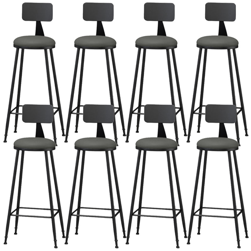 Industrial Style Armless Counter Stool Faux Leather Counter-height Stool Grey 8 Piece Set Bar Stool(33"H) Clearhalo 'Bar Furniture' 'Bar Stools' 'bar_stools' 'furn' 'furn_bar_stools' 'Furniture' 'Kitchen & Dining Furniture' 6954566
