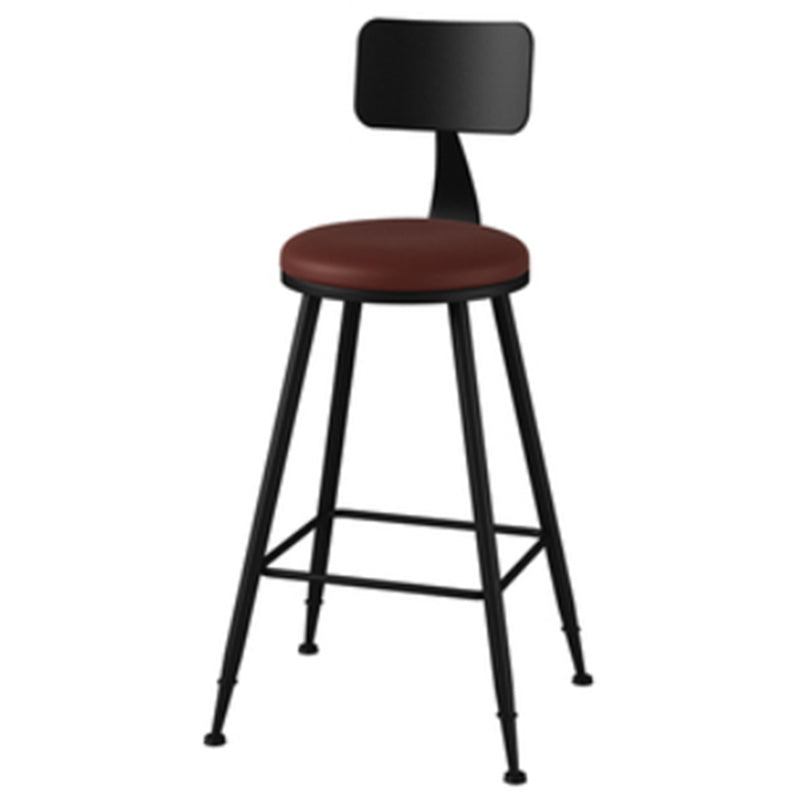 Industrial Style Armless Counter Stool Faux Leather Counter-height Stool Brown 1 Piece Counter Stool(26"H) Clearhalo 'Bar Furniture' 'Bar Stools' 'bar_stools' 'furn' 'furn_bar_stools' 'Furniture' 'Kitchen & Dining Furniture' 6954567