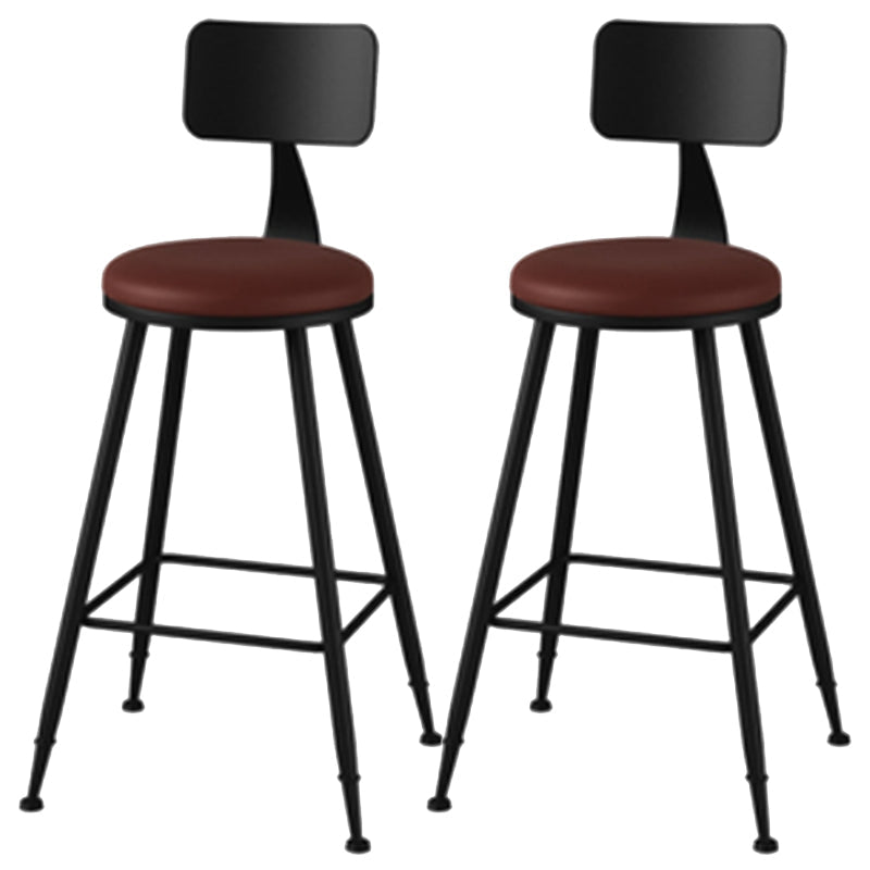 Industrial Style Armless Counter Stool Faux Leather Counter-height Stool Brown 2 Piece Set Counter Stool(26"H) Clearhalo 'Bar Furniture' 'Bar Stools' 'bar_stools' 'furn' 'furn_bar_stools' 'Furniture' 'Kitchen & Dining Furniture' 6954568