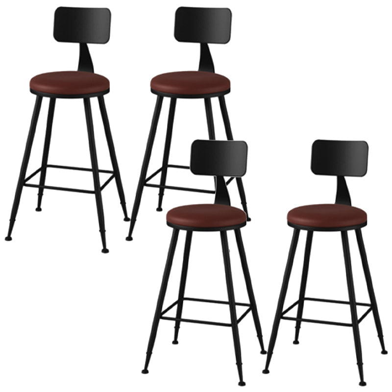 Industrial Style Armless Counter Stool Faux Leather Counter-height Stool Brown 4 Piece Set Counter Stool(26"H) Clearhalo 'Bar Furniture' 'Bar Stools' 'bar_stools' 'furn' 'furn_bar_stools' 'Furniture' 'Kitchen & Dining Furniture' 6954569