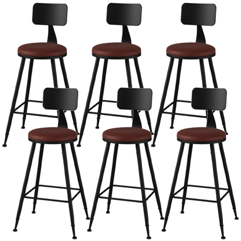 Industrial Style Armless Counter Stool Faux Leather Counter-height Stool Brown 6 Piece Set Counter Stool(26"H) Clearhalo 'Bar Furniture' 'Bar Stools' 'bar_stools' 'furn' 'furn_bar_stools' 'Furniture' 'Kitchen & Dining Furniture' 6954570