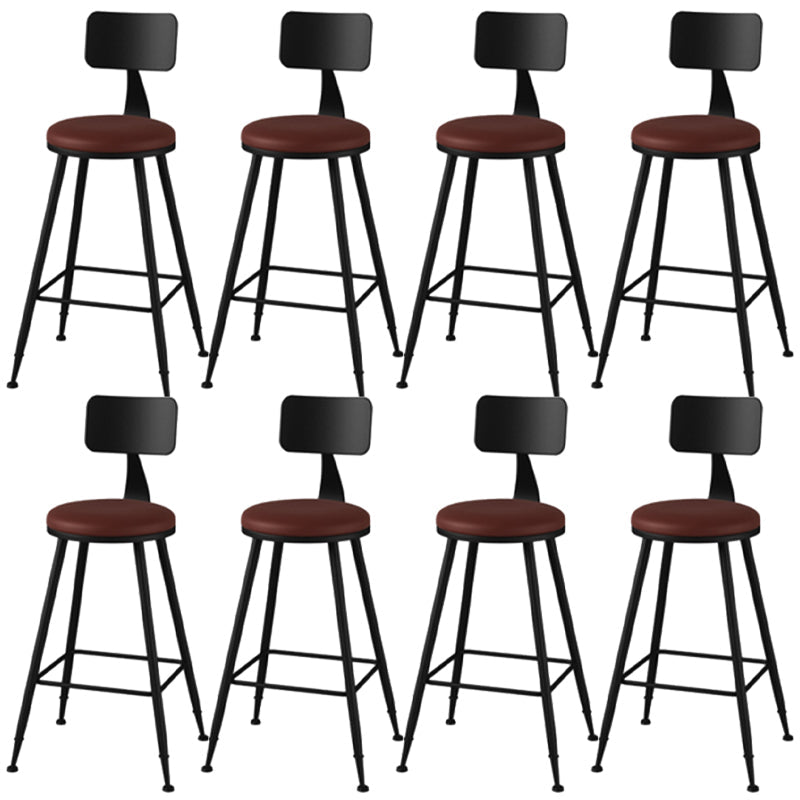 Industrial Style Armless Counter Stool Faux Leather Counter-height Stool Brown 8 Piece Set Counter Stool(26"H) Clearhalo 'Bar Furniture' 'Bar Stools' 'bar_stools' 'furn' 'furn_bar_stools' 'Furniture' 'Kitchen & Dining Furniture' 6954571
