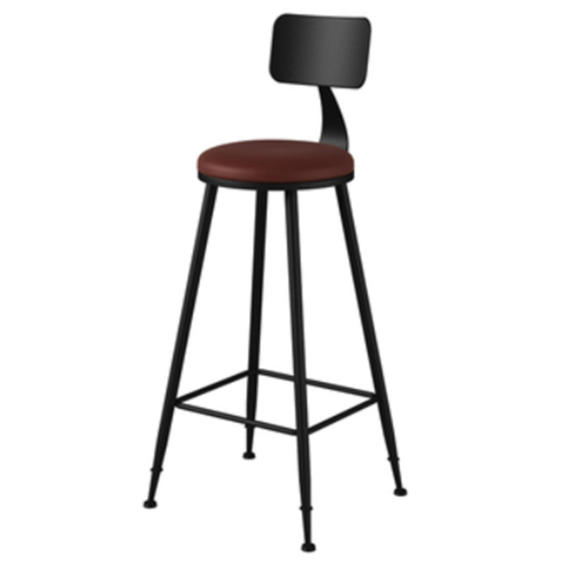 Industrial Style Armless Counter Stool Faux Leather Counter-height Stool Brown 1 Piece Bar Stool(30"H) Clearhalo 'Bar Furniture' 'Bar Stools' 'bar_stools' 'furn' 'furn_bar_stools' 'Furniture' 'Kitchen & Dining Furniture' 6954572