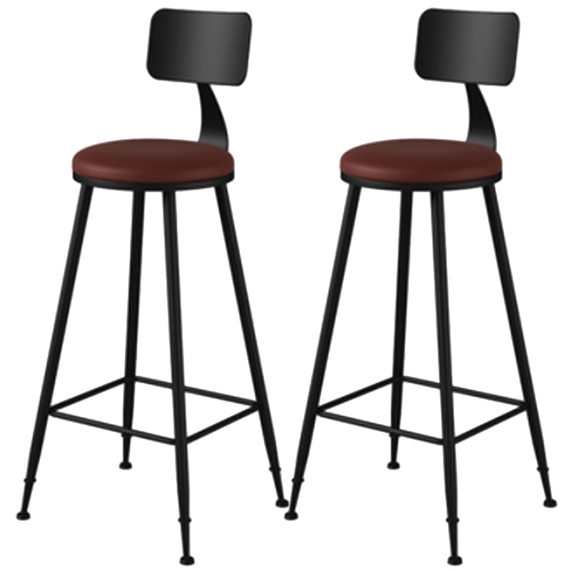 Industrial Style Armless Counter Stool Faux Leather Counter-height Stool Brown 2 Piece Set Bar Stool(30"H) Clearhalo 'Bar Furniture' 'Bar Stools' 'bar_stools' 'furn' 'furn_bar_stools' 'Furniture' 'Kitchen & Dining Furniture' 6954573