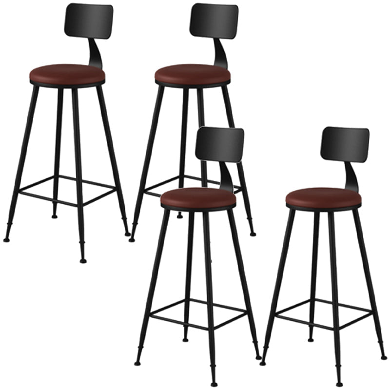 Industrial Style Armless Counter Stool Faux Leather Counter-height Stool Brown 4 Piece Set Bar Stool(30"H) Clearhalo 'Bar Furniture' 'Bar Stools' 'bar_stools' 'furn' 'furn_bar_stools' 'Furniture' 'Kitchen & Dining Furniture' 6954574