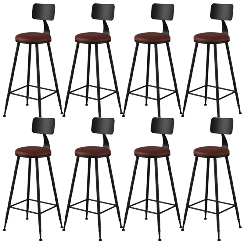 Industrial Style Armless Counter Stool Faux Leather Counter-height Stool Brown 8 Piece Set Bar Stool(30"H) Clearhalo 'Bar Furniture' 'Bar Stools' 'bar_stools' 'furn' 'furn_bar_stools' 'Furniture' 'Kitchen & Dining Furniture' 6954576