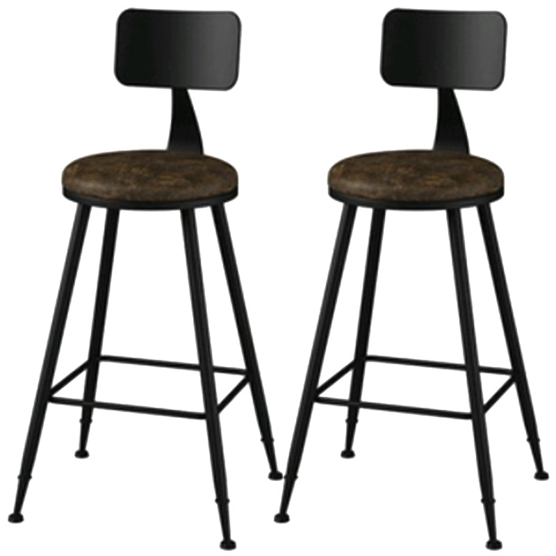 Industrial Style Armless Counter Stool Faux Leather Counter-height Stool Light Brown 2 Piece Set Counter Stool(26"H) Clearhalo 'Bar Furniture' 'Bar Stools' 'bar_stools' 'furn' 'furn_bar_stools' 'Furniture' 'Kitchen & Dining Furniture' 6954578