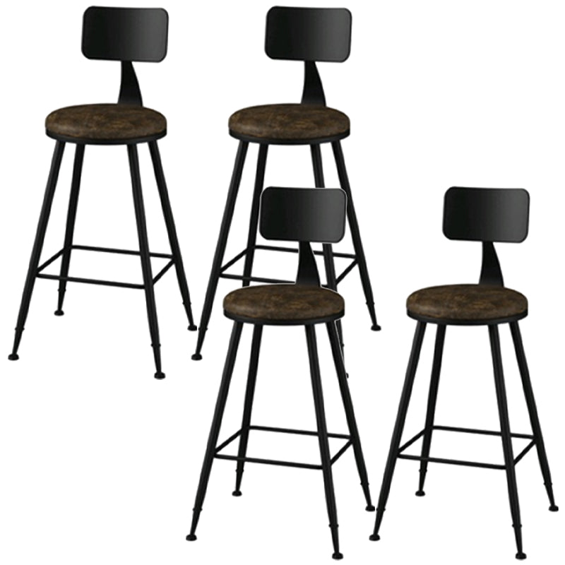 Industrial Style Armless Counter Stool Faux Leather Counter-height Stool Light Brown 4 Piece Set Counter Stool(26"H) Clearhalo 'Bar Furniture' 'Bar Stools' 'bar_stools' 'furn' 'furn_bar_stools' 'Furniture' 'Kitchen & Dining Furniture' 6954579