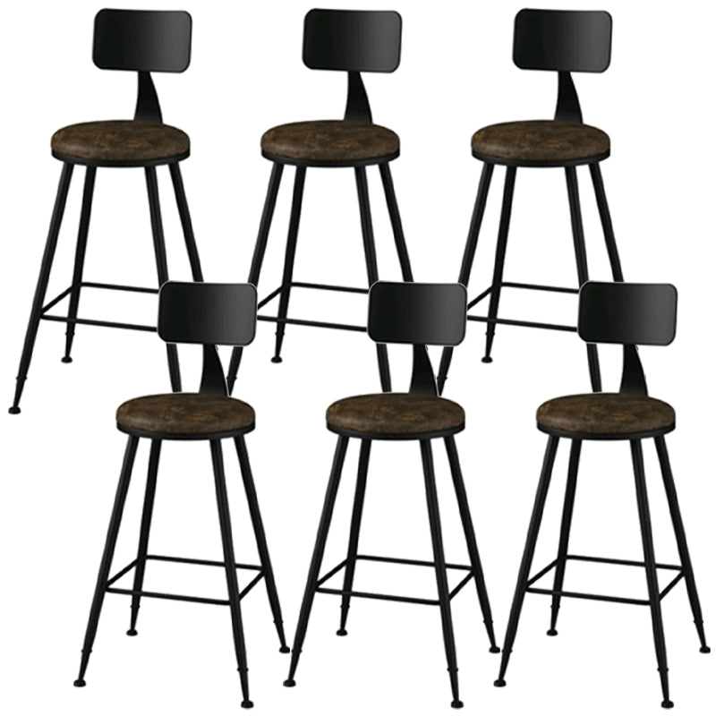 Industrial Style Armless Counter Stool Faux Leather Counter-height Stool Light Brown 6 Piece Set Counter Stool(26"H) Clearhalo 'Bar Furniture' 'Bar Stools' 'bar_stools' 'furn' 'furn_bar_stools' 'Furniture' 'Kitchen & Dining Furniture' 6954580