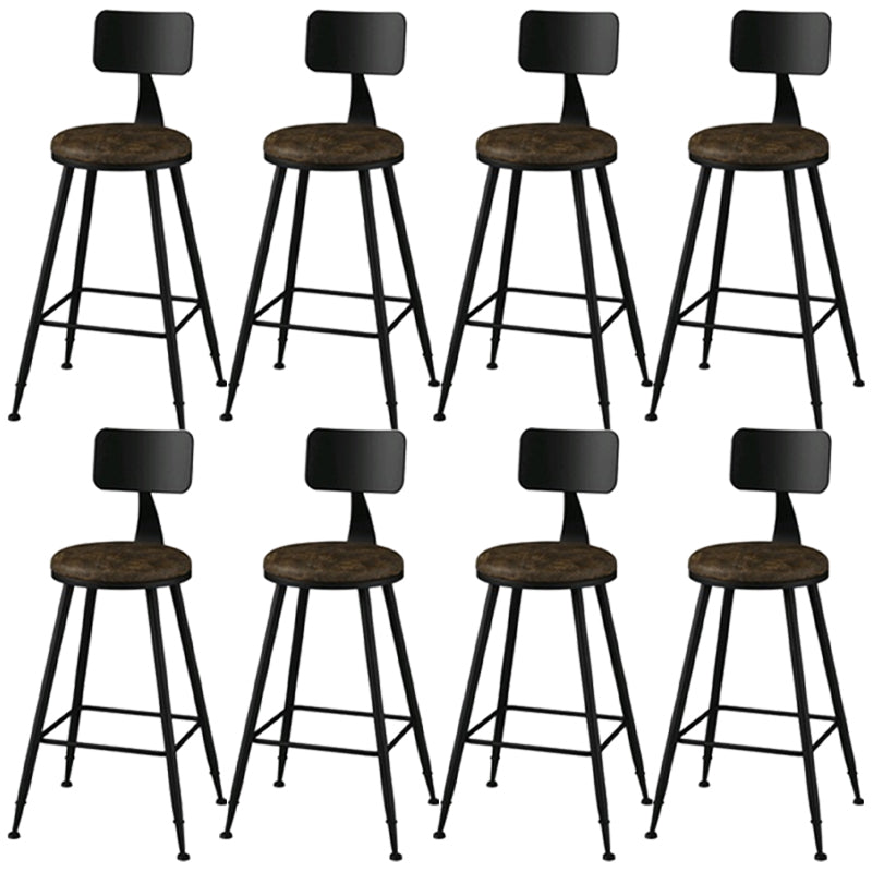 Industrial Style Armless Counter Stool Faux Leather Counter-height Stool Light Brown 8 Piece Set Counter Stool(26"H) Clearhalo 'Bar Furniture' 'Bar Stools' 'bar_stools' 'furn' 'furn_bar_stools' 'Furniture' 'Kitchen & Dining Furniture' 6954581