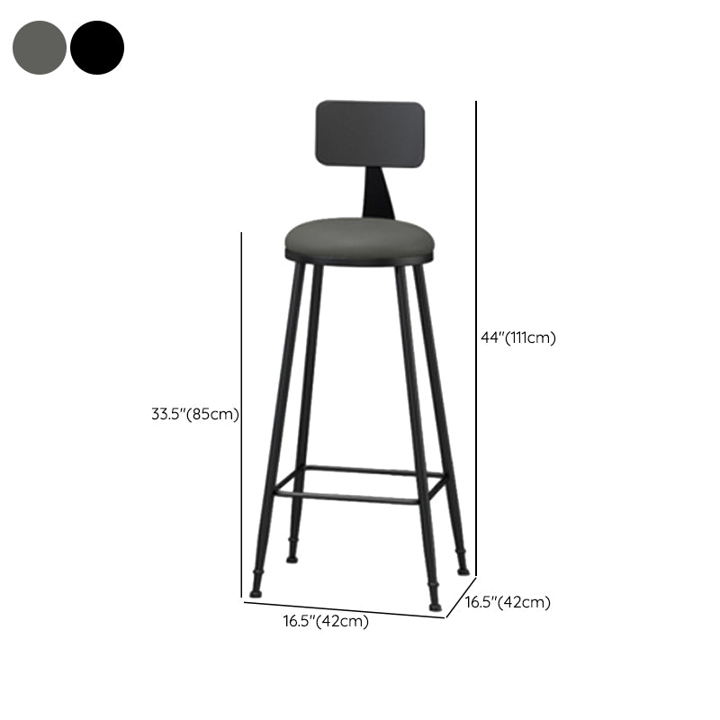 Industrial Style Armless Counter Stool Faux Leather Counter-height Stool Clearhalo 'Bar Furniture' 'Bar Stools' 'bar_stools' 'furn' 'furn_bar_stools' 'Furniture' 'Kitchen & Dining Furniture' 6954583