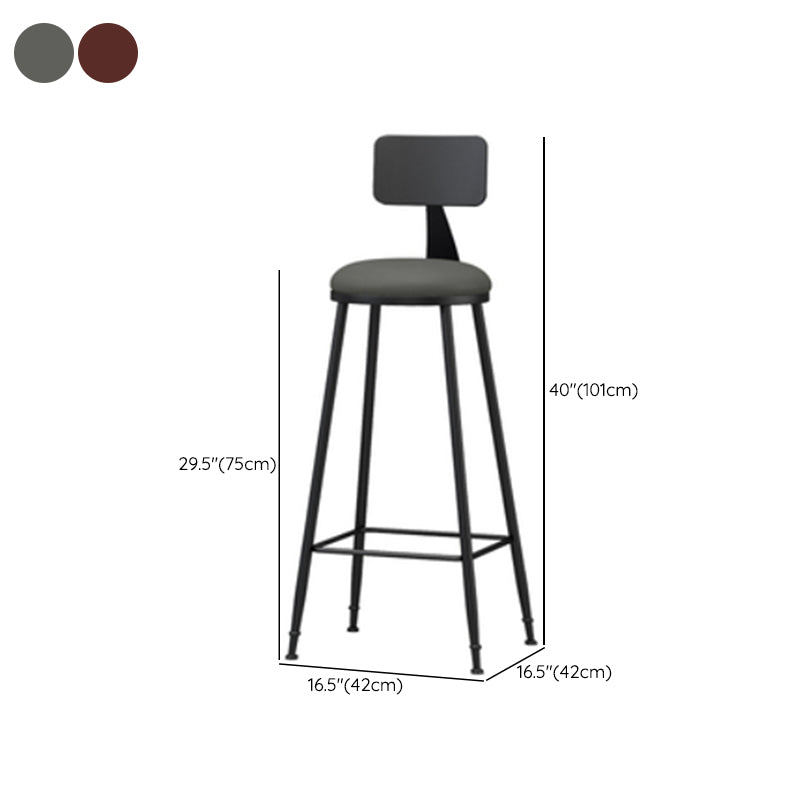 Industrial Style Armless Counter Stool Faux Leather Counter-height Stool Clearhalo 'Bar Furniture' 'Bar Stools' 'bar_stools' 'furn' 'furn_bar_stools' 'Furniture' 'Kitchen & Dining Furniture' 6954584