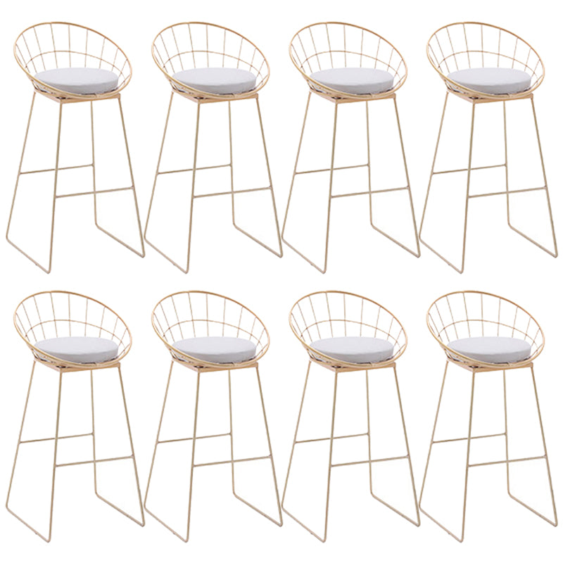 Glam Style Counter Stool Upholstered Bar Stool with Metal Base