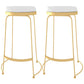 Glam Style Counter Stool Upholstered Bar Stool with Metal Base