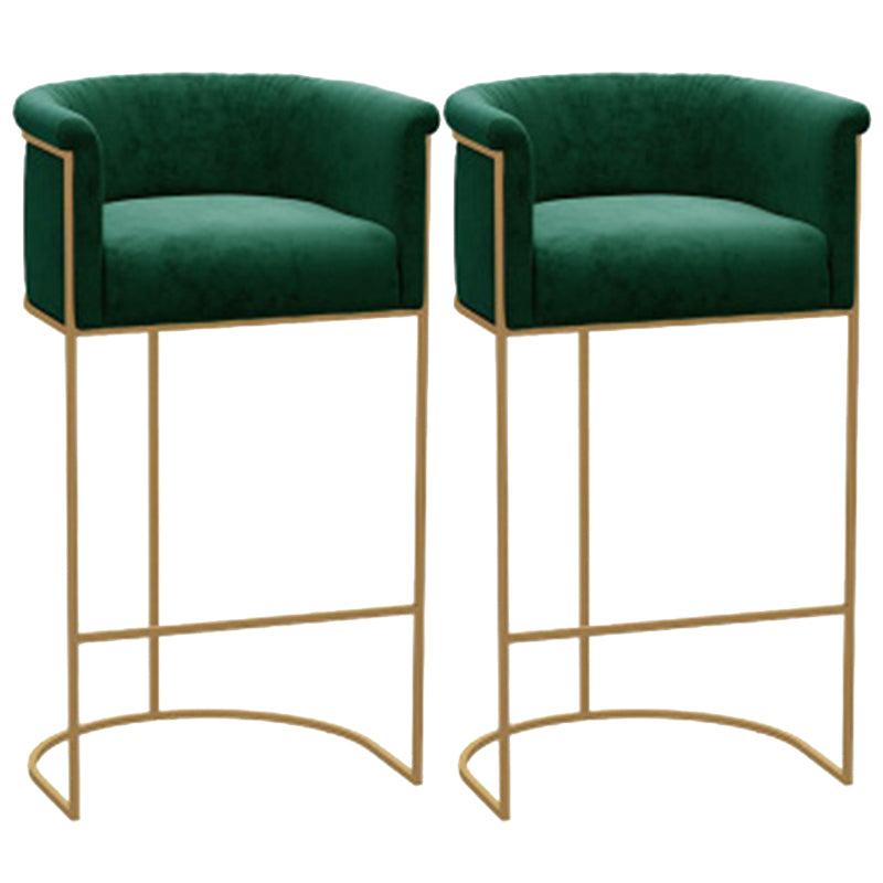 Glam Style Counter Stool Upholstered Bar Stool with Metal Base