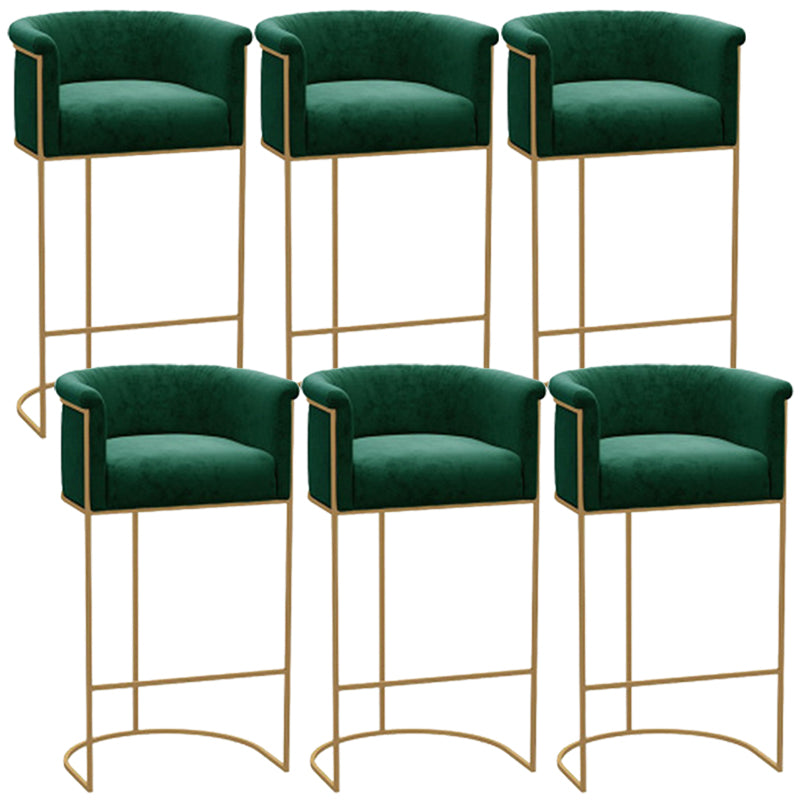 Glam Style Counter Stool Upholstered Bar Stool with Metal Base