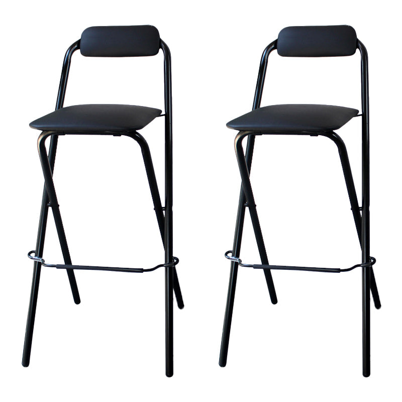 Contemporary Dining Stools Folding Bar Stools with Metal Base Black 2 Piece Set Clearhalo 'Bar Furniture' 'Bar Stools' 'bar_stools' 'furn' 'furn_bar_stools' 'Furniture' 'Kitchen & Dining Furniture' 6954923