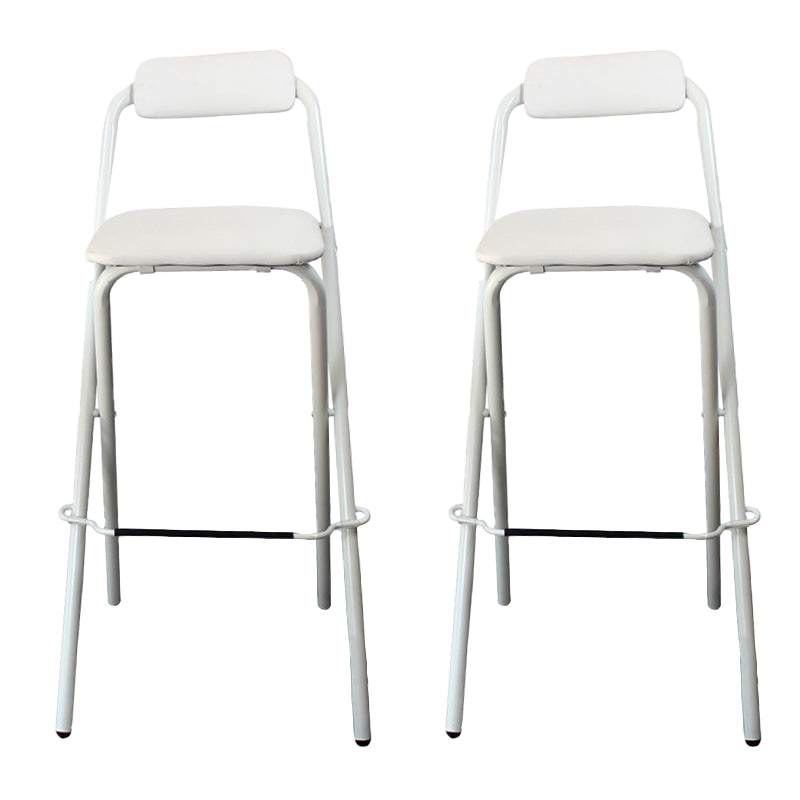 Contemporary Dining Stools Folding Bar Stools with Metal Base White 2 Piece Set Clearhalo 'Bar Furniture' 'Bar Stools' 'bar_stools' 'furn' 'furn_bar_stools' 'Furniture' 'Kitchen & Dining Furniture' 6954925