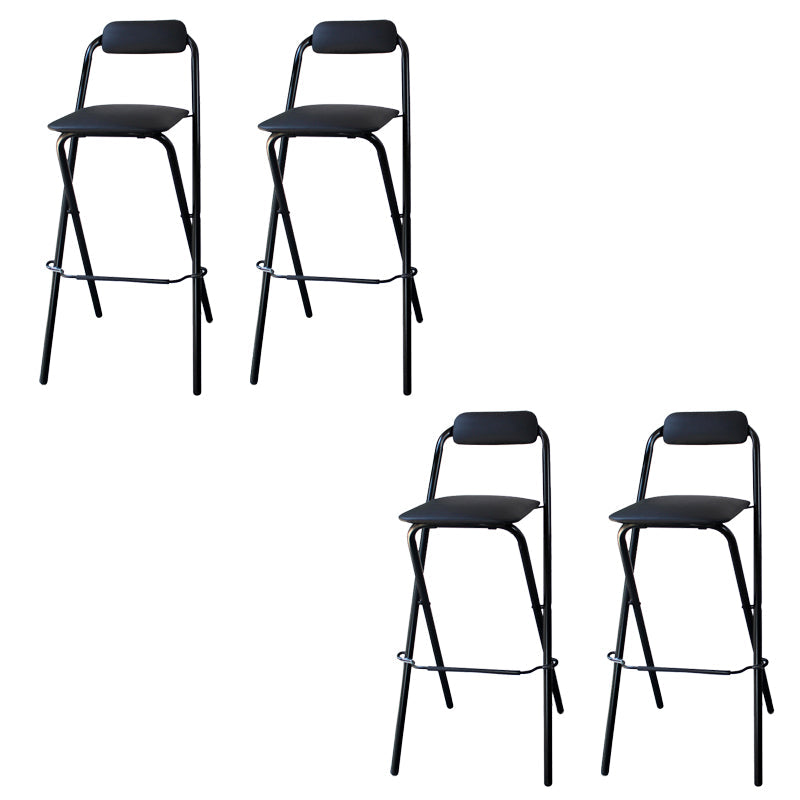 Contemporary Dining Stools Folding Bar Stools with Metal Base Black 4 Piece Set Clearhalo 'Bar Furniture' 'Bar Stools' 'bar_stools' 'furn' 'furn_bar_stools' 'Furniture' 'Kitchen & Dining Furniture' 6954928