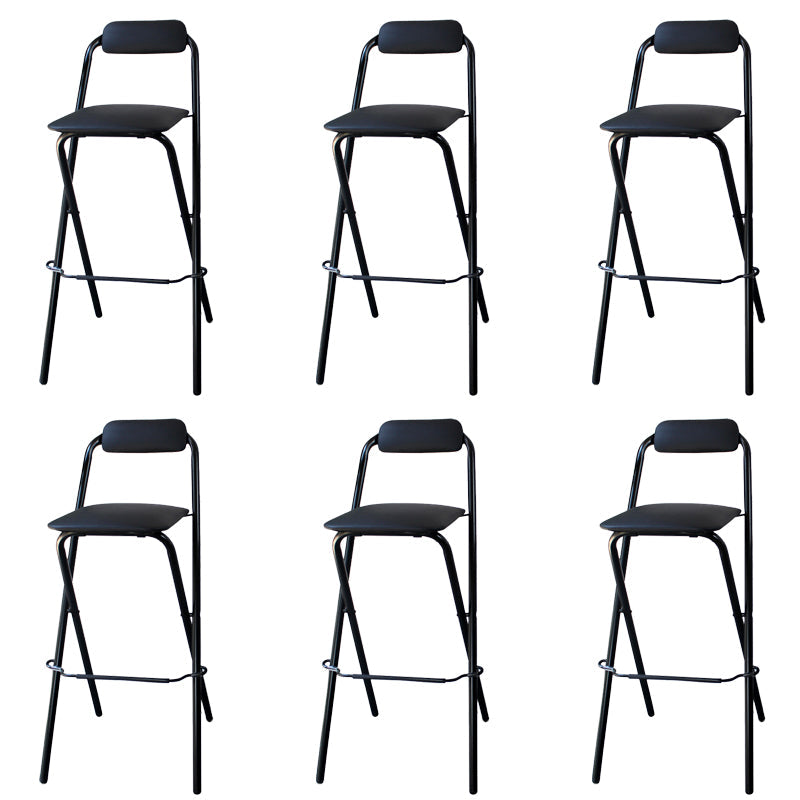 Contemporary Dining Stools Folding Bar Stools with Metal Base Black 6 Piece Set Clearhalo 'Bar Furniture' 'Bar Stools' 'bar_stools' 'furn' 'furn_bar_stools' 'Furniture' 'Kitchen & Dining Furniture' 6954931