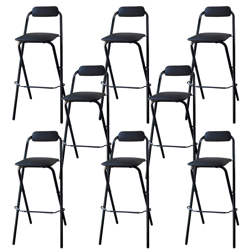 Contemporary Dining Stools Folding Bar Stools with Metal Base Black 8 Piece Set Clearhalo 'Bar Furniture' 'Bar Stools' 'bar_stools' 'furn' 'furn_bar_stools' 'Furniture' 'Kitchen & Dining Furniture' 6954936