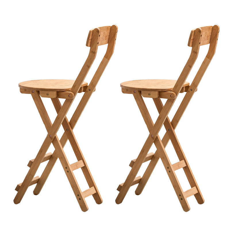 Contemporary Dining Stools Low Back Folding Bar Stools with Footrest Natural 2 Piece Set Bar Stool(28"H) Clearhalo 'Bar Furniture' 'Bar Stools' 'bar_stools' 'furn' 'furn_bar_stools' 'Furniture' 'Kitchen & Dining Furniture' 6954954