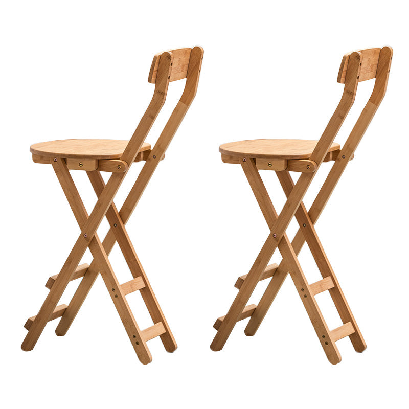 Contemporary Dining Stools Low Back Folding Bar Stools with Footrest Natural 2 Piece Set Counter Stool(24"H) Clearhalo 'Bar Furniture' 'Bar Stools' 'bar_stools' 'furn' 'furn_bar_stools' 'Furniture' 'Kitchen & Dining Furniture' 6954957