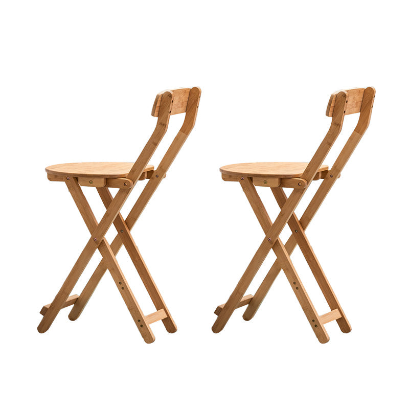 Contemporary Dining Stools Low Back Folding Bar Stools with Footrest Natural 2 Piece Set Short Stool(18"H) Clearhalo 'Bar Furniture' 'Bar Stools' 'bar_stools' 'furn' 'furn_bar_stools' 'Furniture' 'Kitchen & Dining Furniture' 6954959