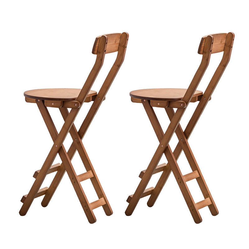 Contemporary Dining Stools Low Back Folding Bar Stools with Footrest Brown 2 Piece Set Counter Stool(24"H) Clearhalo 'Bar Furniture' 'Bar Stools' 'bar_stools' 'furn' 'furn_bar_stools' 'Furniture' 'Kitchen & Dining Furniture' 6954961