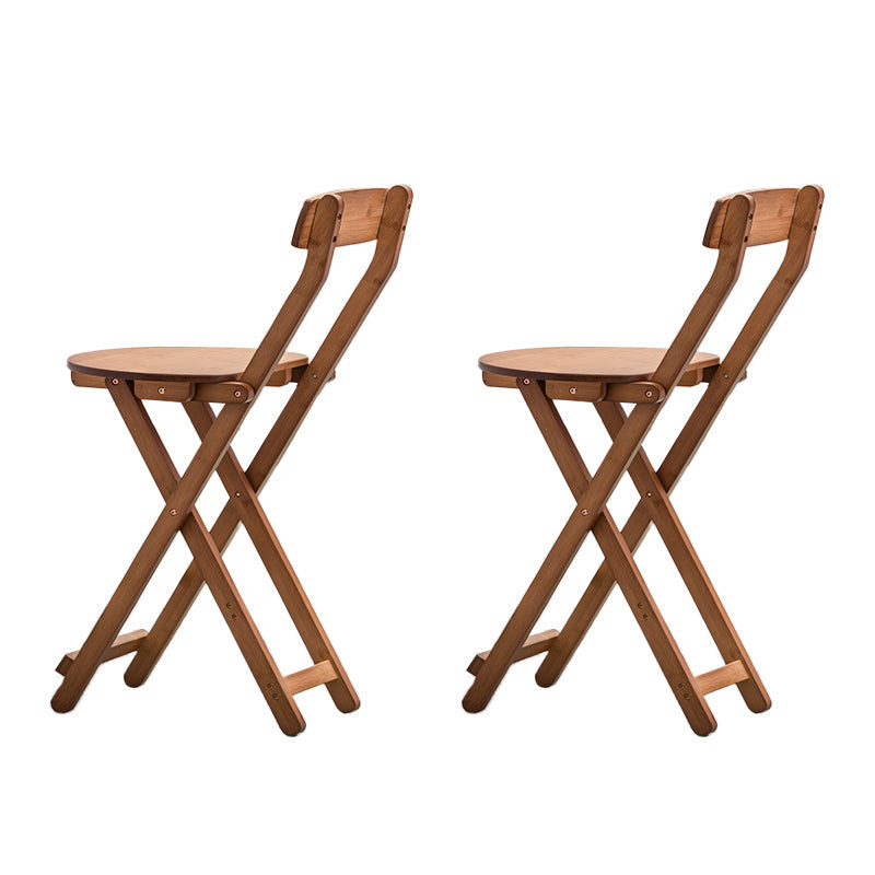 Contemporary Dining Stools Low Back Folding Bar Stools with Footrest Brown 2 Piece Set Short Stool(18"H) Clearhalo 'Bar Furniture' 'Bar Stools' 'bar_stools' 'furn' 'furn_bar_stools' 'Furniture' 'Kitchen & Dining Furniture' 6954962