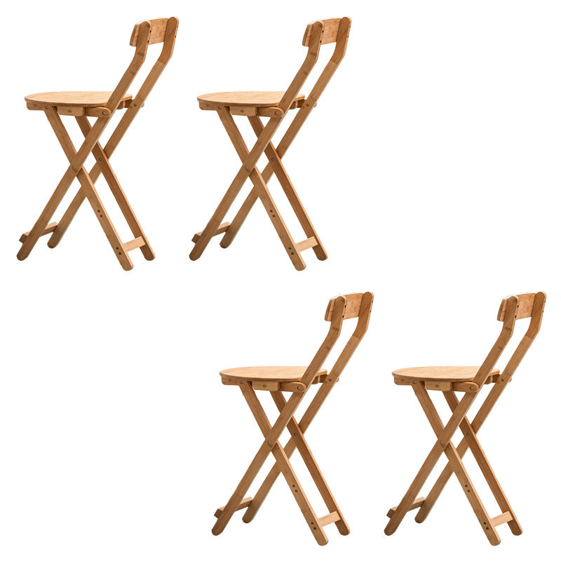 Contemporary Dining Stools Low Back Folding Bar Stools with Footrest Natural 4 Piece Set Short Stool(18"H) Clearhalo 'Bar Furniture' 'Bar Stools' 'bar_stools' 'furn' 'furn_bar_stools' 'Furniture' 'Kitchen & Dining Furniture' 6954965