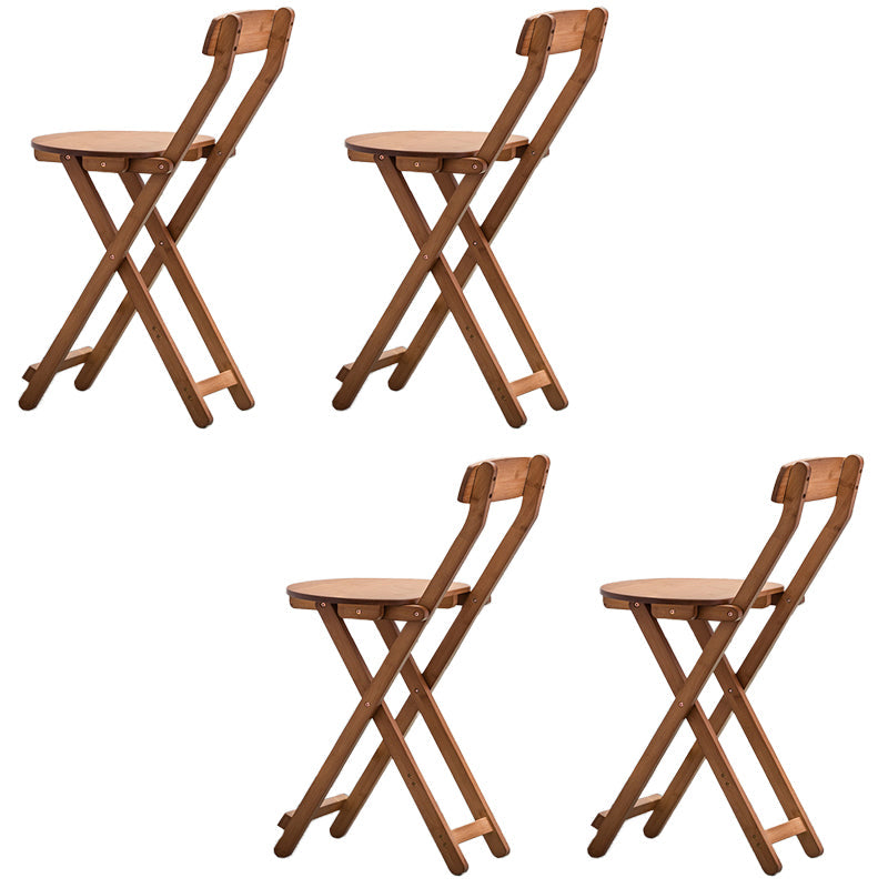 Contemporary Dining Stools Low Back Folding Bar Stools with Footrest Brown 4 Piece Set Short Stool(18"H) Clearhalo 'Bar Furniture' 'Bar Stools' 'bar_stools' 'furn' 'furn_bar_stools' 'Furniture' 'Kitchen & Dining Furniture' 6954968