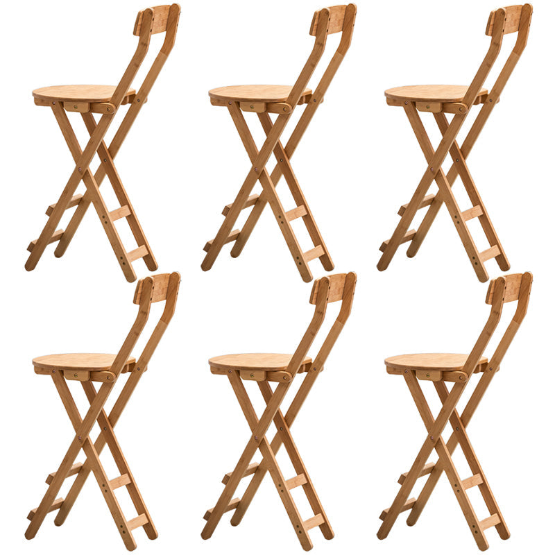 Contemporary Dining Stools Low Back Folding Bar Stools with Footrest Natural 6 Piece Set Bar Stool(28"H) Clearhalo 'Bar Furniture' 'Bar Stools' 'bar_stools' 'furn' 'furn_bar_stools' 'Furniture' 'Kitchen & Dining Furniture' 6954969